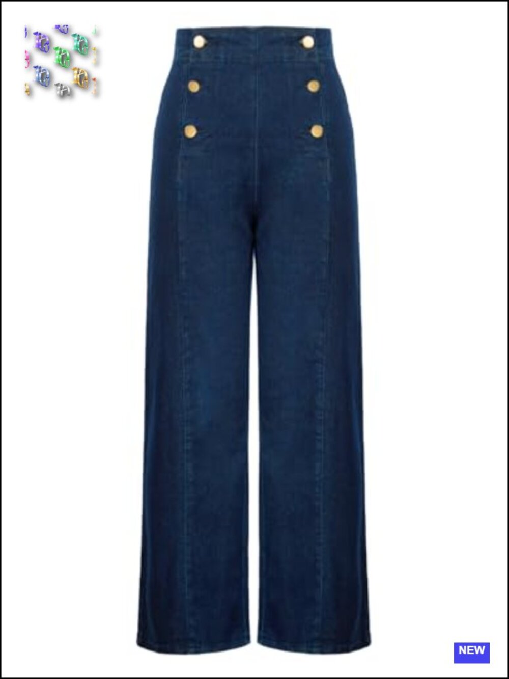 High Waisted Wide Leg Stretchy Jeans with Pockets Button Decorated Denim Pants